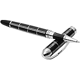 Metal Rollerball Pens for Men Women,Fancy Liquid Gel Ink Roller Ball Pen Set for Signature, Calligraphy and Painting with Medium Black Ink Refills (Silver)