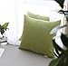 Kevin Textile Decor Velvet Solid Striped Cushion Cover Sham Handmand Decor Pillow Cover Soft Square Throw Fall Pillow Case for Chair, 18x18 inch (45cm),Set of 2,Greenery
