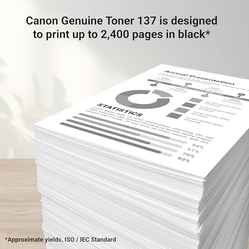 CANON GENUINE 137 BLACK TONER CARTRIDGE COMPATIBLE WITH LBP151DW, MF210 SERIES, MF220 SERIES, MF230 SERIES, MF240 SERIES, D570