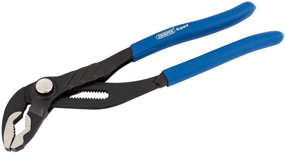Draper 84448 Heavy Duty Push Button 250 mm Water Pump Plier , Blue, 250mm