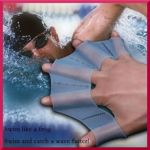Neepanda Frog Silicone Swimming Fins Handcuffs Flippers HydraHand Hand Paddles Swim Palm Finger for Kids Men Women Swimming Surfing Diving Water Exercise Training-Increased Water Resistance(M, Blue) - Thumbnail 3