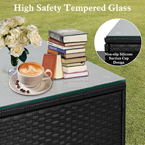 Oakmont Outdoor Furniture 7 Piece Patio Sofa Set Rattan Wicker Sectional Sofa with Glass Top