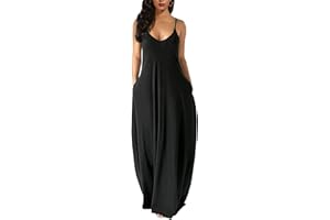 Wolddress Womens 2024 Casual Sleeveless Sundress Plus Size Loose Plain Long Summer Beach Maxi Dress with Pockets S-5X