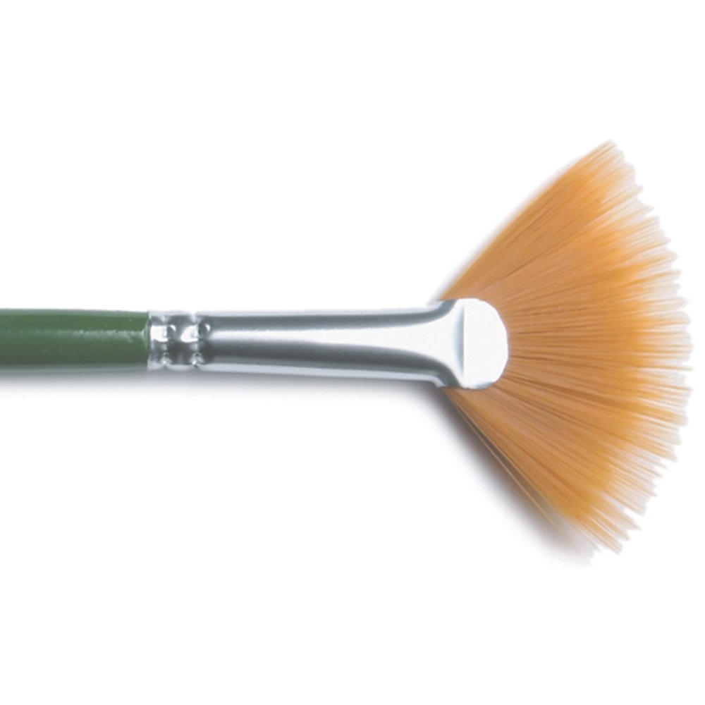 Plaid:Craft Stroke Brush-Fan 4, Nylon, Green, one Size