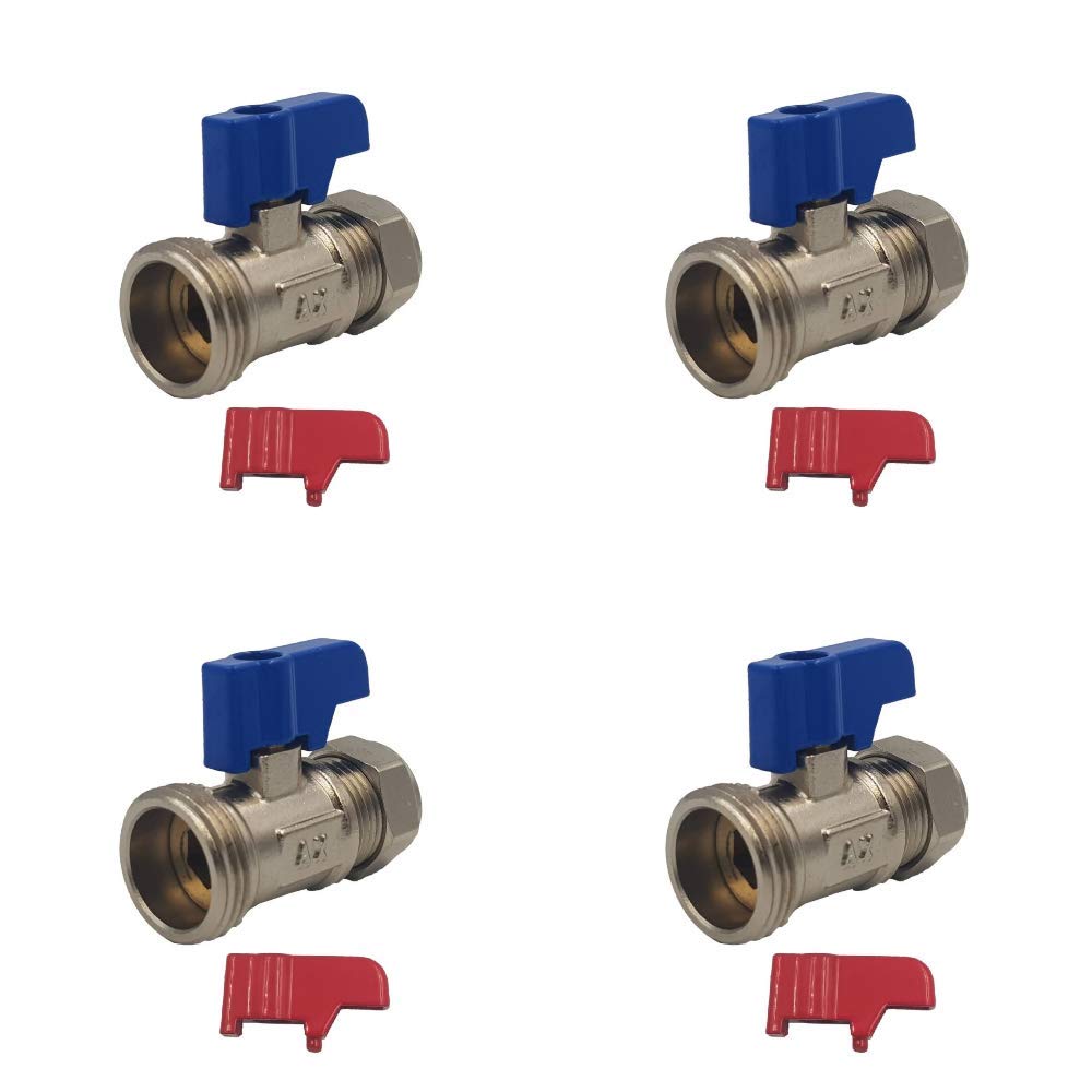 Aumix 15mm x ¾ inch Straight Washing Machine/Dishwasher Isolation Heavy Duty Valve Without Check Valve x4