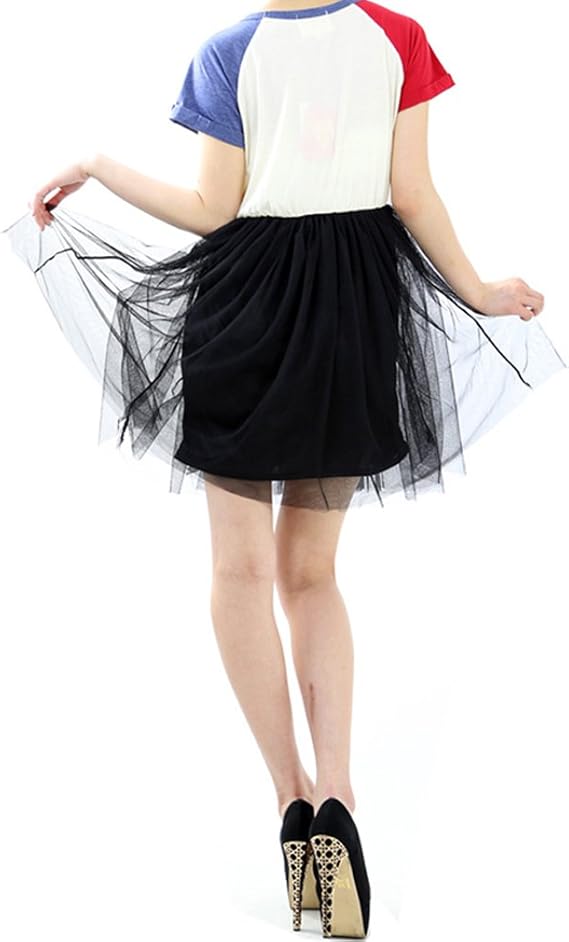 Amazon Co Jp クラシカルエルフ Classical Elf アメコミ柄 半袖 ワンピース レーススカート 236 クレイジー 袖 青 赤 服 ファッション小物