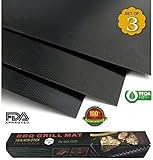 QU-Gift Set Of 3 Heavy Duty Non-Stick Grilling Mats - 15.75x13 Inch - Heat Resistant and Dishwasher Safe Use on Gas Charcoal Electric BBQ Grills and Smokers