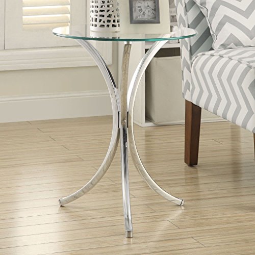 Glass Top Chrome Base Round Side End Table