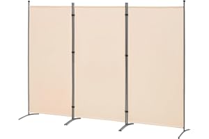 Spurgehom 3 Panel Room Divider Folding Partition Privacy Screens, Freestanding Fabric Room Panel Portable Room Partition Wall Dividers for Home Office Restaurant, 102" W X 71" H (Beige)