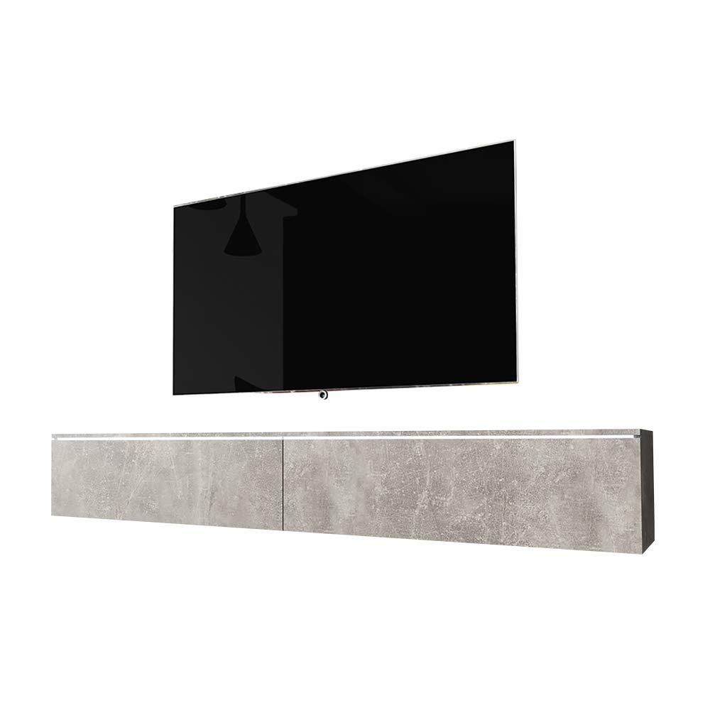 Selsey-Kane-Mueble-TV-FlotanteMesa-TVMueble-para-SalonMueble-TV-Suspendido-180-cm-con-LED-Cemento-Gris