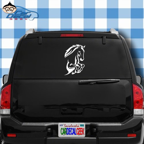 Leaping Horse Vinyl Decal Sticker for Car Truck Window Laptop MacBook Wall Cooler Tumbler | Die-Cut/No Background | Multiple Sizes and Colors, 20-Inch, White