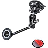 koolehaoda Magnetic Car Phone Holder for Magsafe, Vacuum Suction Cup Phone Mount for Windshield Dashboard, 360&deg; Adjustable Metal Arm Car Phone Holder for iPhone Samsung All Smartphone &amp; Cars Truck