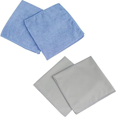 Antibacterial Microfiber Cleaning Cloth - Kills Bacteria, Odors, Viruses - Safe For Kids & Pets - 4 Pack Contains 2 Household and 2 Glass Cleaning Cloths