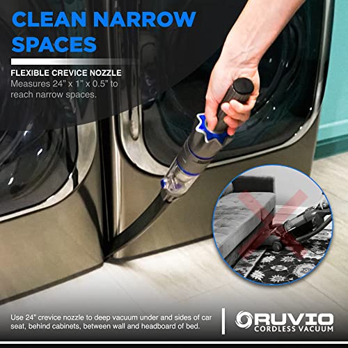 Ruvio PRO Cordless Hand Vacuum 17” Portable Vacuum Cleaner for Home and Car Use, Rechargeable