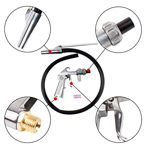 OSOF Air Sand Blaster Kit Blasting Grit Shot Sandblaster Siphon Feed Gun Nozzle Tube Rust Remove Abrasive Sand Blasting + 6Pcs Nozzle (4mm 5mm 5mm 6mm 6mm 7mm) + Sand Suction Pipe