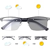 MIRYEA Transition Photochromic Progressive Multifocus Reading Sunglasses UV Protection Sun Readers Anti Blue Light Glasses