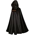 LMYOVE Men Hooded Cloak, Adult Medieval Renaissance Costume with Hood, Velvet Cape Halloween Dress Up