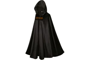 LMYOVE Men Hooded Cloak, Adult Medieval Renaissance Costume with Hood, Velvet Cape Halloween Dress Up