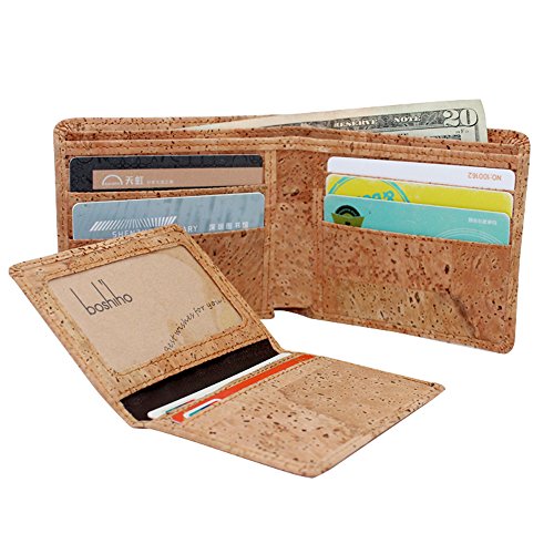 RFID Blocking Wallet for Men, Boshiho Natural Cork Credit Card Holder Wallet