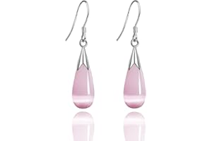 GLLBTPT Natural White Opal Earrings in Sterling Silver,925 Sterling Silver Earrings for Women,Long Dangle Drop Earrings for Women Teen Girls