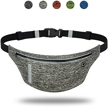 AIWENSI Ultra Slim Running Belt, Daily Water Resistant Waist Pack for iPhone X 8 7 6 Plus, Men Women Runner Fitness Belts Fanny Pack for Samsung Galaxy Note 8 S8+ S9 Plus Google 2XL Moto, Grey