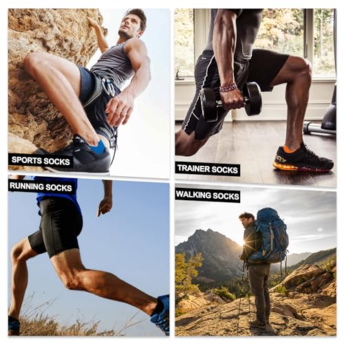 SockWaddles Trainer Socks for Men, 6 Pairs Cushioned Cotton Ankle Socks with Arch Support for Running, Walking, Hiking, Cycling, Breathable Anti-Blister