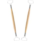 suiwotin Clay Carving Tools, Pottery Sculpting Tool for Modeling | 2pcs, Double Ended, Wooden Handle, Ceramic Wax Trimming Tool for Smoothing, Sculpture Making