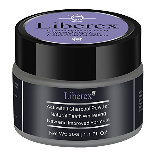 Activated Charcoal Teeth Whitening Powder - Liberex Natural Mint Flavor Teeth Whitener, Remove Tooth Stains and Freshen Breath, Organic Oral Hygiene Non Abrasive Ultra Fine (1.1Oz/30g)