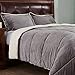 Peace nest Sherpa Comforter Queen Set 3 Pieces Reversible Sherpa Comforter Set Down Alternative Comforter Set with 2 Pillow Cases Ultra Soft Fluffy All Season Comforter, Gray, Queen Size