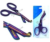 Heavy Duty Fluoride Coated Nurse Doctor Medical Paramedic Trauma Shears Scissors 7.25" (A2ZSCILAB) (PURPLE MULTI COLOR BLADE)