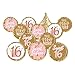 DISTINCTIVS Pink and Gold Sweet 16 Birthday Party Favor Chocolate Kisses Candy Stickers, Sweet Sixteen Stickers - 180 Count