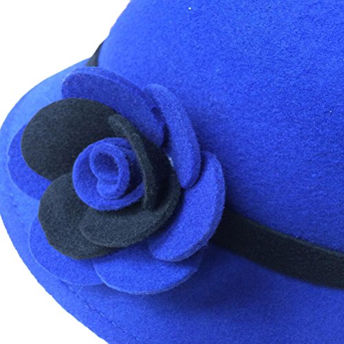 Maitose Women's Bow Wool Felt Bucket Hat Blue