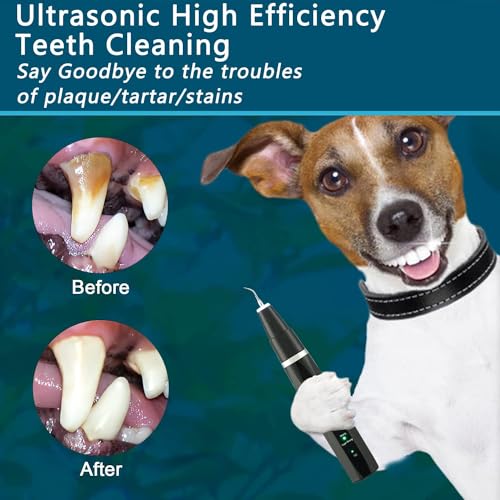 KOWVOWZ Pet Ultrasonic Tooth Cleaner Toothbrush,Dog Tooth Brushing Kit with LED Lamp,Dog Plaque Remover for Teeth,Tartar Remover for Teeth Stains for Dog and Cat