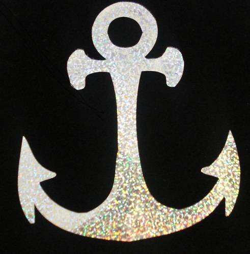 Large Anchor Silver Holographic Hotfix Iron-On Fabric Transfer