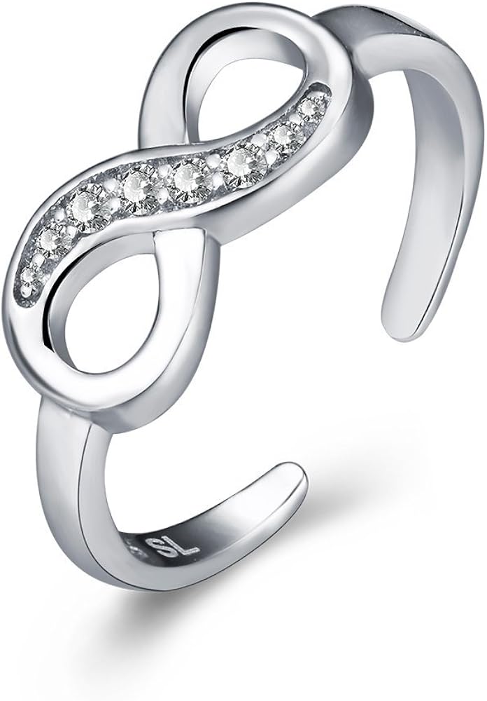 Sreema London Women's 925 Sterling Silver Toe Ring Simple Open Adjustable Rings