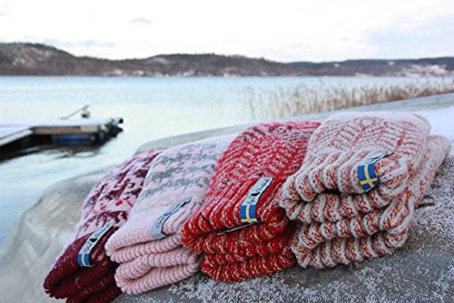 Öjbro Swedish made 100% Merino Wool Soft Thick & Extremely Warm Mittens (Medium, Fager Ingvor)