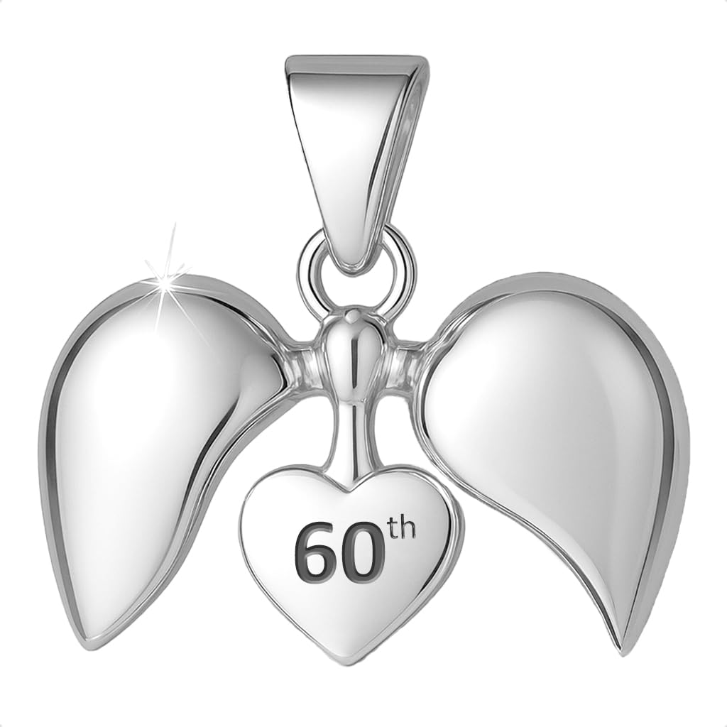 60th I Love You Heart Charm Bead Necklace Pendant 925 Sterling Silver for Pandora Moments Bracelets - 60 Her Girls Women - Happy Birthday Gift Box