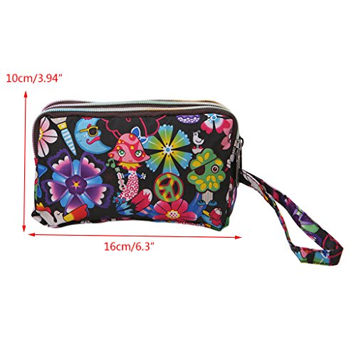 BKID Waterproof Cell Phone Pouch Handbag Wristlet Bag Small Purse 3 Zipper Pocket Purse for Women Girls (3#)