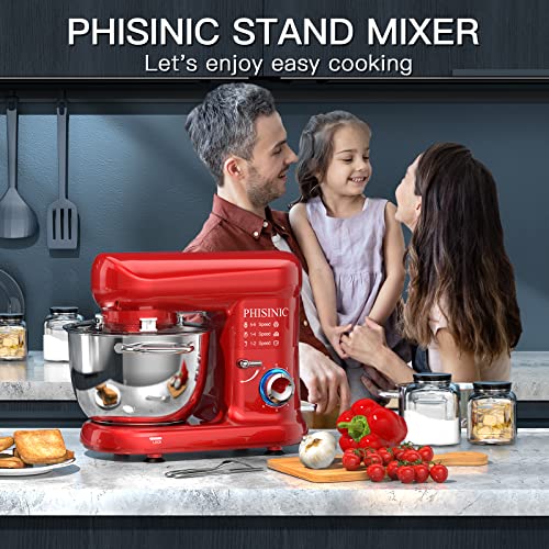 PHISINIC Stand Mixer, 5.8QT 660W Electric Kitchen Mixer, 6Speed Tilt