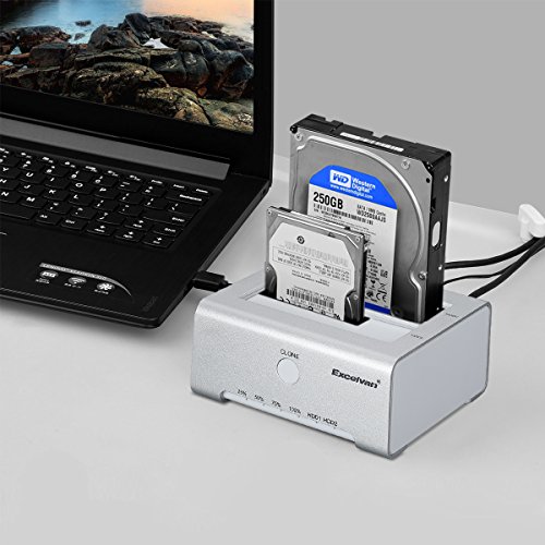 Excelvan USB 3.0 Hard Drive Docking Station with Dual Slots Offline Clone Function for 2.5 Inch & 3.5 Inch HDD SSD SATA (SATA I/ II/ III)