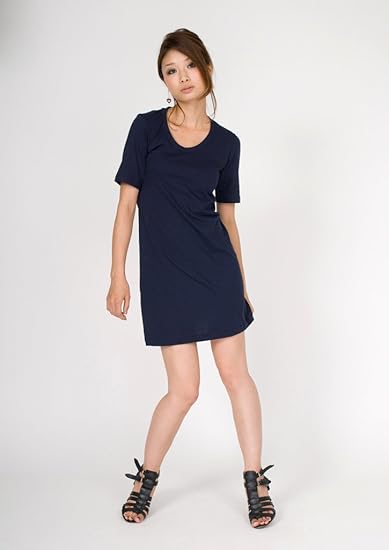 Amazon アメリカンアパレル アメアパ ワンピース ロング Tシャツ American Apparel Fine Jersey Crew Neck T Shirt Dress レディースサイズl Navy Tシャツ カットソー 通販