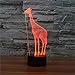 SUPERNIUDB Giraffe 3D Night Light Table Desk Optical Illusion Lamps 7 Color Changing Lights