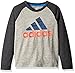 adidas Little Boys' Core Graphic Long Sleeve Tee, Black Heather, 7