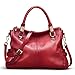 AINIMOER Womens Genuine Leather Vintage Tote Shoulder Bag Top-handle Crossbody Handbags Large Capacity Ladies' Purse (Wine)