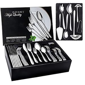 48-Piece-Cutlery-Set-with-Serving-Utensils-Elegant-Life-Stainless-Steel-Flatware-Silverware-Set-for-8-Tableware-Eating-Utensils-Dishwasher-Safe 48-Piece Cutlery Set with Serving Utensils, Elegant Life Stainless Steel Flatware Silverware Set for 8, Tableware Eating Utensils, Dishwasher Safe
