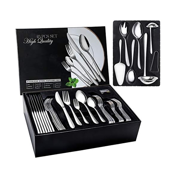 48-Piece-Cutlery-Set-with-Serving-Utensils-Elegant-Life-Stainless-Steel-Flatware-Silverware-Set-for-8-Tableware-Eating-Utensils-Dishwasher-Safe 48-Piece Cutlery Set with Serving Utensils, Elegant Life Stainless Steel Flatware Silverware Set for 8, Tableware Eating Utensils, Dishwasher Safe