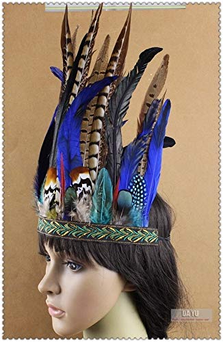 PULLANDSMILES Indian Sheikh Wild Africa Exaggerated Feather Headdress Indian War Bonnet Costumes Hand Made Costume Native American Headwear