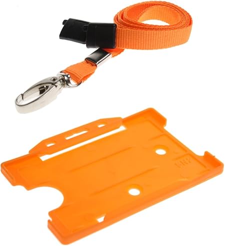 Amazon Id Card It Idバッジホルダーとお揃いのオレンジネックストラップ 安全分離式ストラップ ソリッドメタルロブスタークリップ付き 100 名札 ホルダー 文房具 オフィス用品