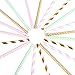 125 PCS Paper Straws Pink Gold Mint Green Stripe Chevron Wave Assorted Collection Drink Decoration - Boxed 5 Individual Pack