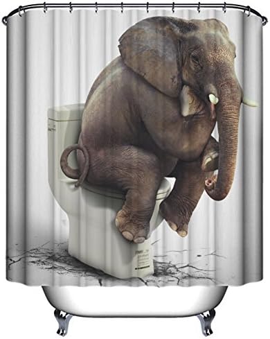 Funny elephant sitting on the toilet design Waterproof Fabric Bathroom Shower Curtain 60 "x 72"